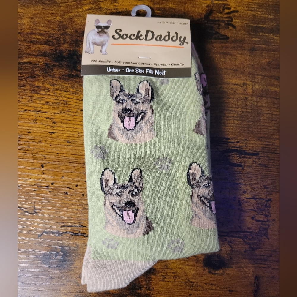 Sock Daddy unisex socks German shepherd dog-green/tan